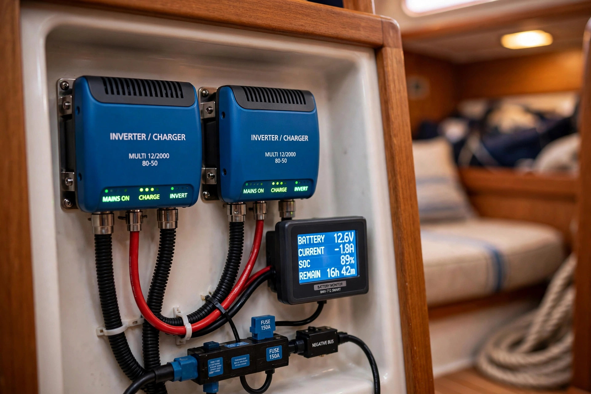 Inverter/charger installation aboard a sailboat
