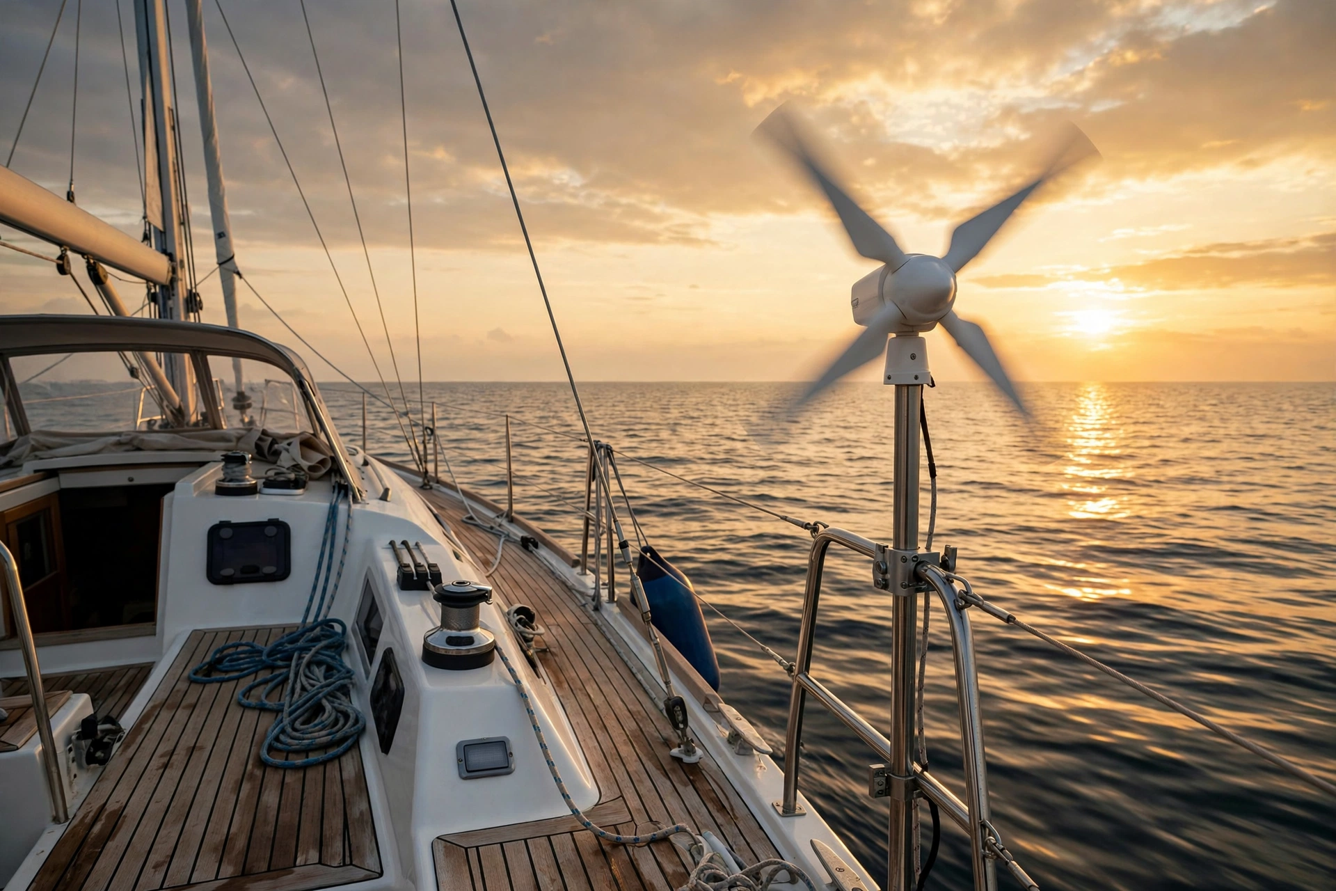 Wind generator on a sailboat stern